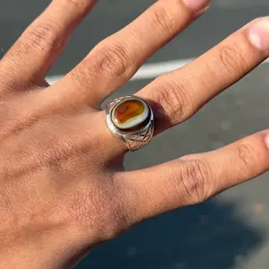 Sulemani Agate Handmade Ring, 925 sterling silver Mens rings size 8.25, 6.5 Gram