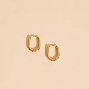 Titanium Rectangle Rounded Huggie Hoop Earrings - FeatherTUFF™