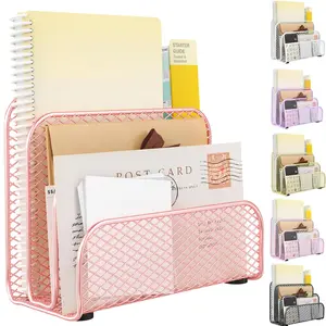 Mail Organizer Countertop, Metal File Holder with 3-Slot, Rose Gold Desk Accessories & Workspace Organizers (Rose Gold)