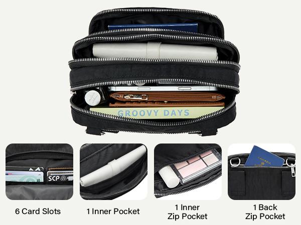 CLUCI TikTokShopSpringGlowUp Nylon Crossbody Bags for Women,Anti Theft Crossbody Bag,Convertible Belt Bag with Zipper Lock,RFID Blocking for Travel