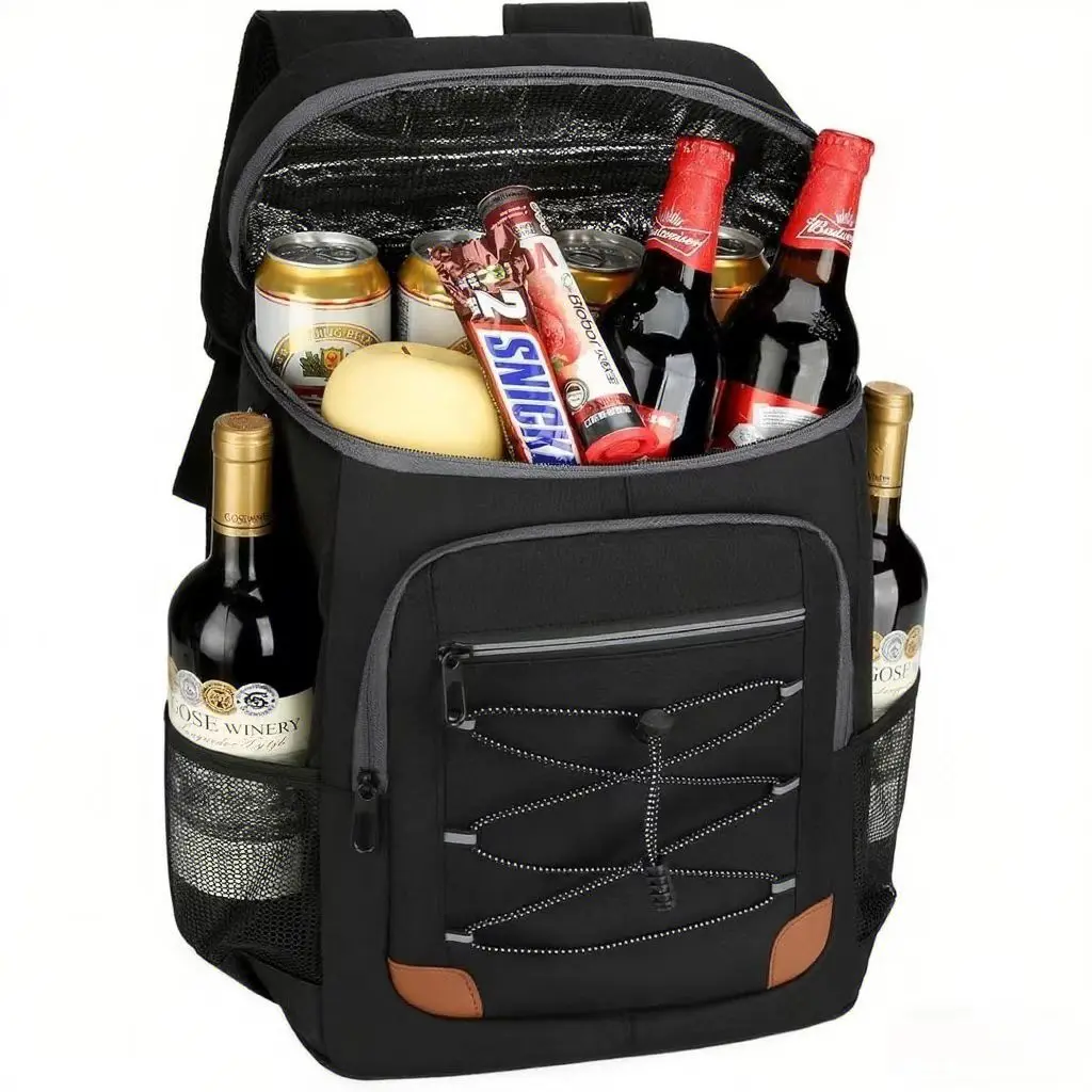 Large 32L Cooler Backpack, Thermal Insulated & Waterproof Oxford Fabric Bag for Men & Women, Leakproof 36-Can Portable Cooler for Beach & Camping Accessories, Insulated Portable Cooler, Beach Stuff