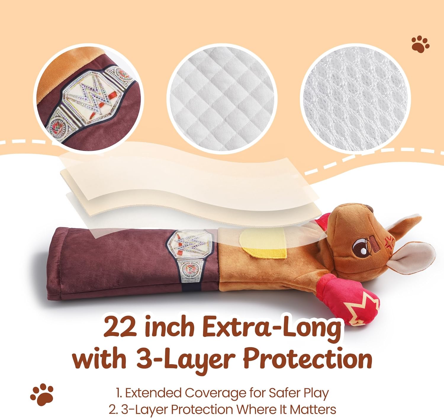 Cat Wrestling Toy, 22-Inch Kangaroo Puppet with Catnip Pouches & Treat Pocket, Reinforced Protective Glove for Kicking & Kicks, Bonding Toy for Cats of All Ages