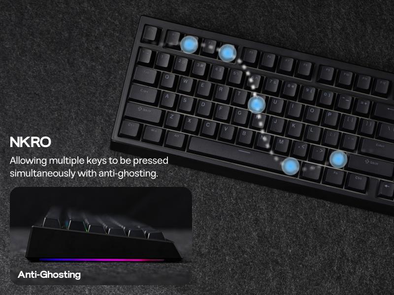 EPOMAKER G84 80% Gasket QMK/VIA Custom Mechanical Keyboard with Hot-Swappable Keys RGB Backlit Shine-Through PBT Keycaps Tri-Mode 2.4Ghz/BT/Type-C thocky creamykeyboards desk accessories keyboards for gaming creamy keyboard