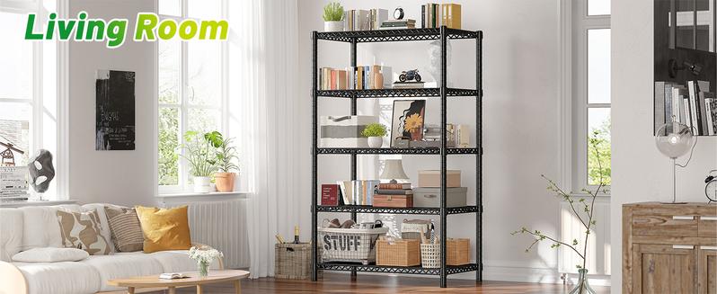 Raybee Shelf Metal Wire Shelving Storage Utility Rack Adjustable Shelves,Standing Shelf Units for Kitchen Pantry Closet Balcony Plant Pot Placement