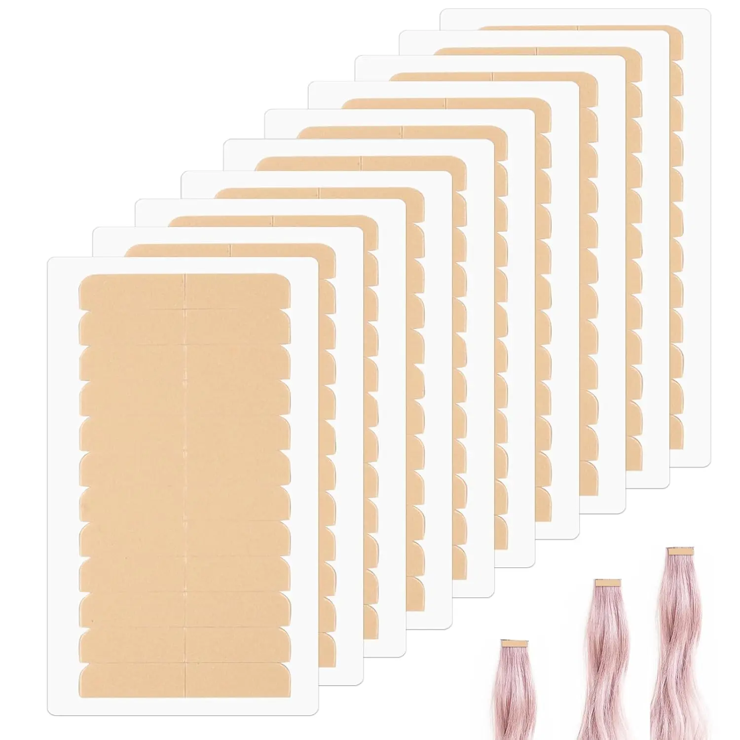 120 count Hair Extension Tape, Adhesive Replacement Tape for Hair Extensions, Double Sided Hair Tape Human Hair Tape Tabs Tape in Extension Replacement Tape Wig Tape, Wig Tape Beauty Tools(Khaki)