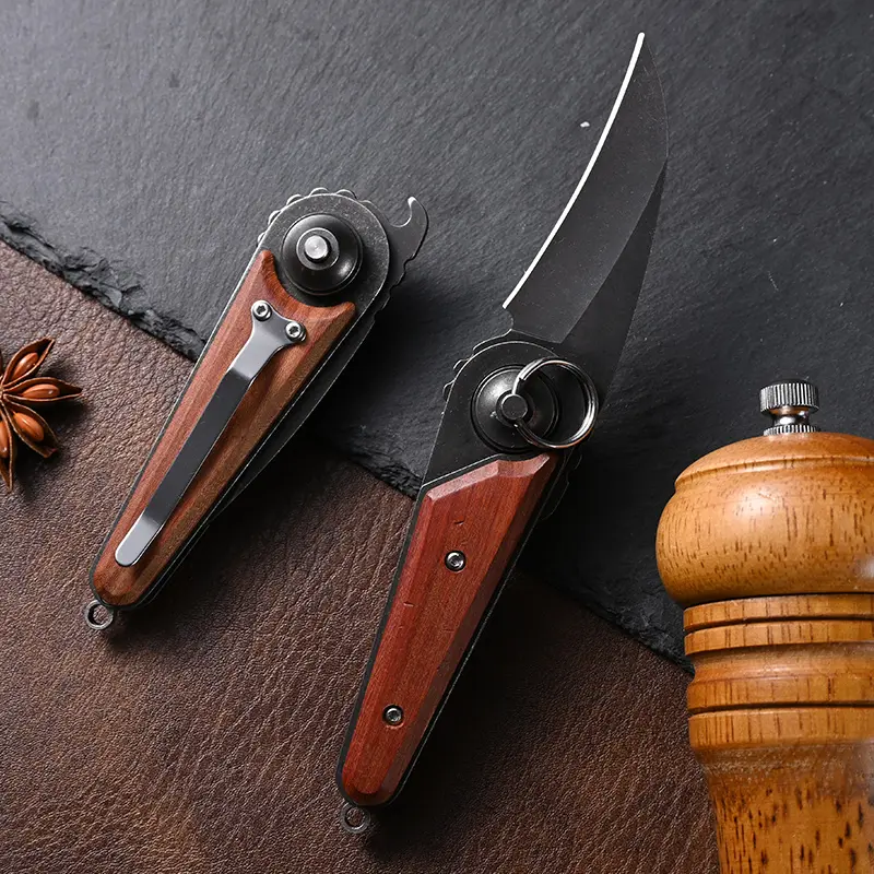 Vintage Wooden Foldable Kitchen Knife - Kitchen Cutter, Fruit Knives, Versatile Prep Tool for Easy Fruit Slicing, Compact Portable Fit for Small Spaces Daily Cooking Needs