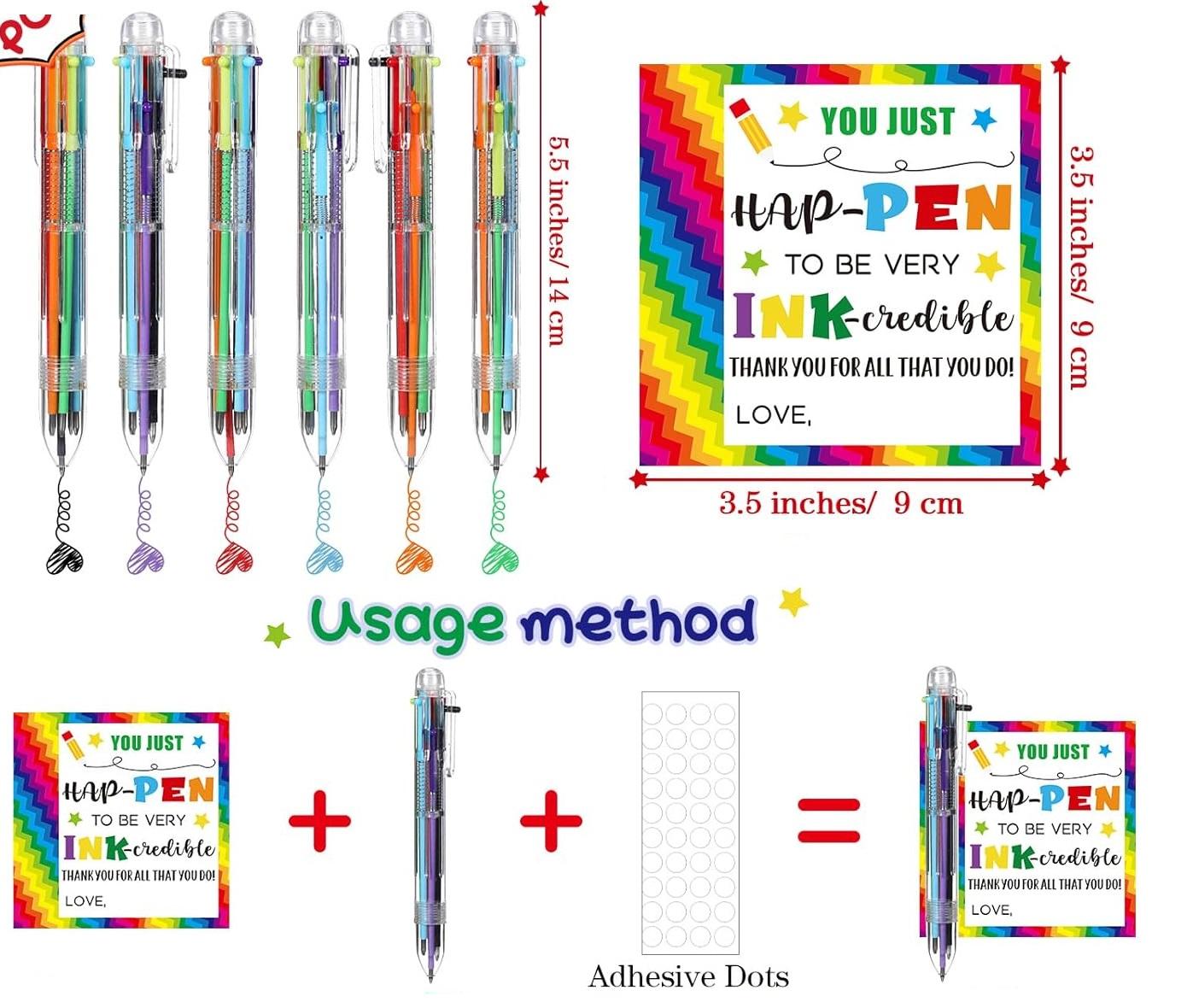End of Year Gift for Student Classroom Inspirational Gift with Multicolor Ballpoint Pen and Cards Retractable Cute Pen Classroom Small Gift Stationery Supplies for School Student Gift Exchange, Graduation Gift