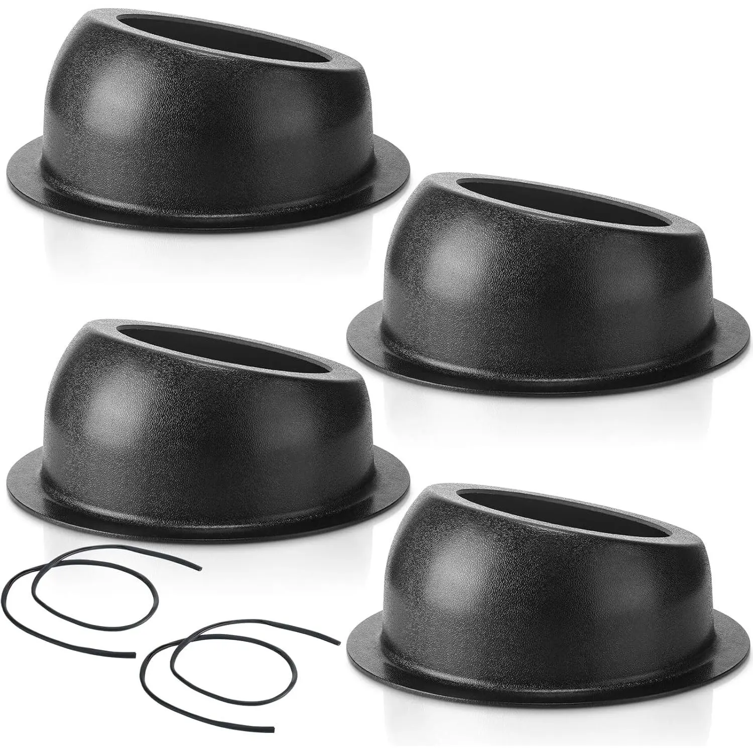 4 count 6.5 Inch Speaker Box Universal Angled Black Speaker Enclosures Pods Surface Mount with 2 Rubber Strip for Install Speakers or Smaller Custom Mount Door Kick Panel Rear Deck,Hole Cut