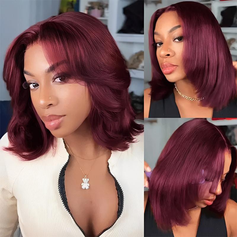 Wiggins Hair Glueless Layered Cut Yaki Straight Bob Wig 7*5 Lace Closure Wigs Human Hair Ready To Go And 99J Bob Wig Pre Plucked Beginner Friendly Wiggins Hair Glueless Layered Cut Yaki Straight Bob Wig 7*5 Lace Closure Wigs Human Hair Ready To Go And 99J Bob Wig Pre Plucked Beginner Friendly