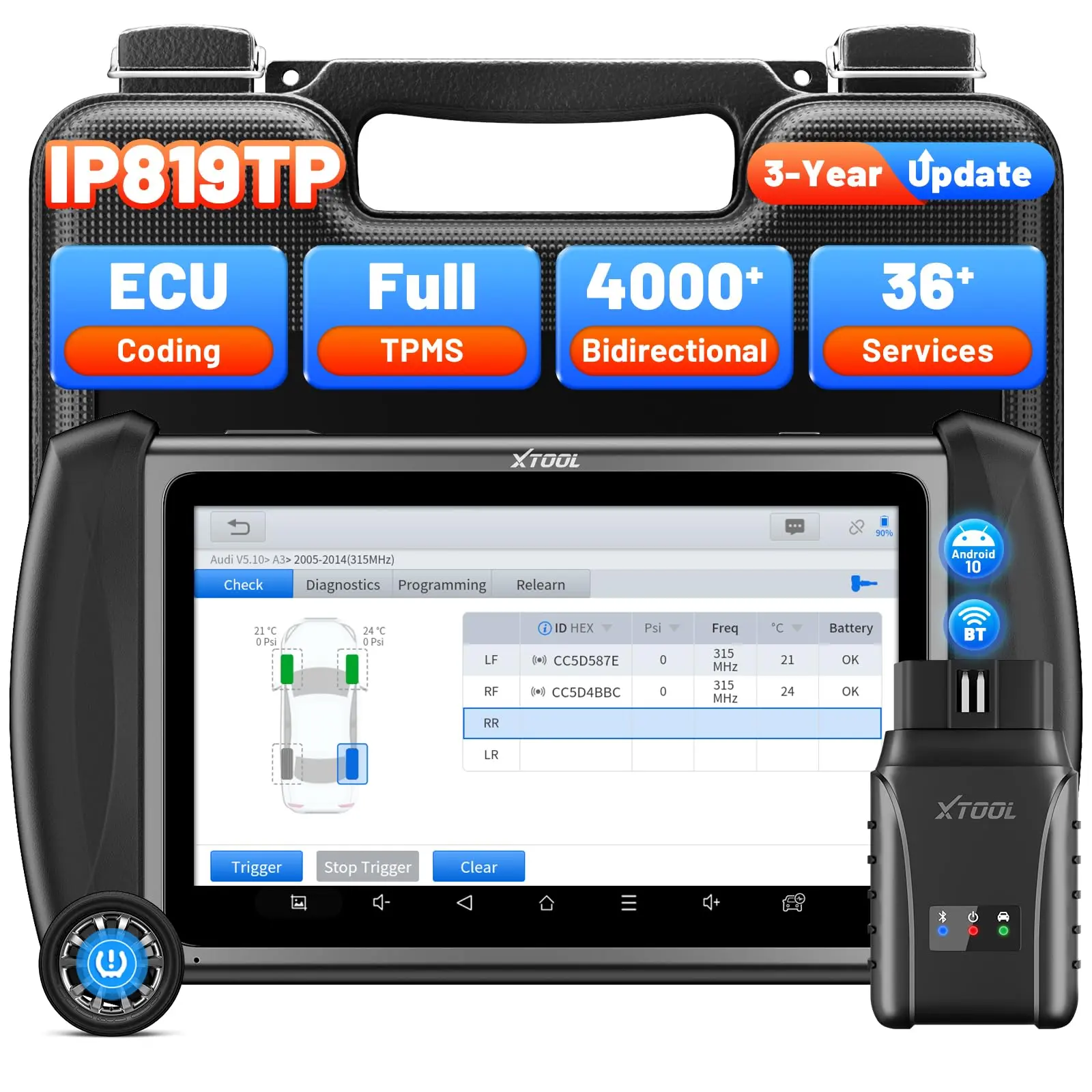 [Summervibes] XTOOL IP819TP 3-Year Updates, ECU Coding & 36+ Resets Bi-Directional Diagnostic Tool with TPMS & CAN FD