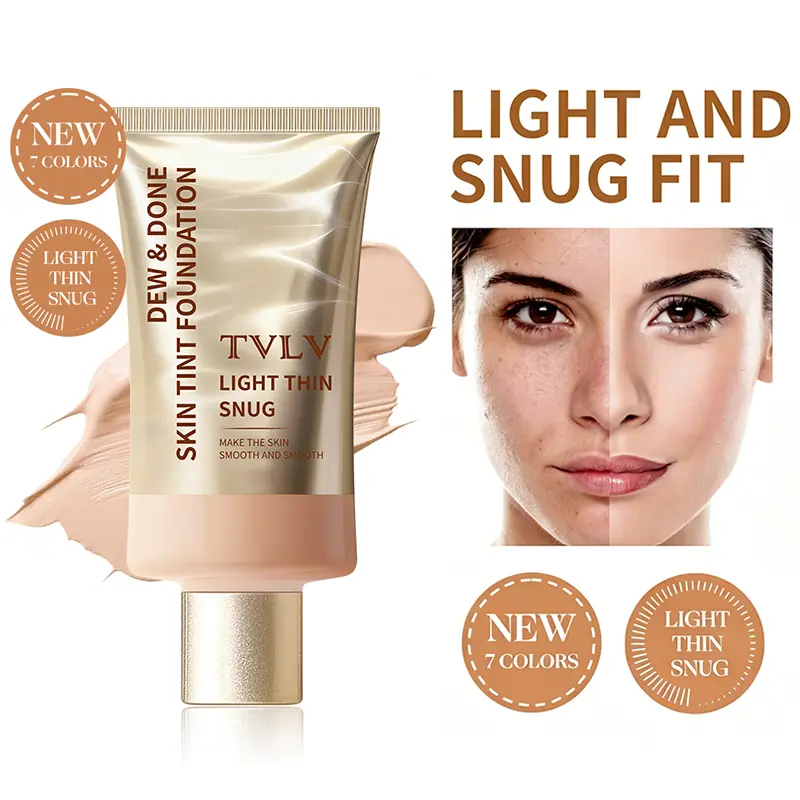 Lightweight Liquid Foundation | Hydrating Dewy Finish Waterproof Sweat-Proof Coverage | Long-Wear Moisture-Lock Formula for Dry Skin | Breathable Natural-Look Base for Office Commute Everyday Wear