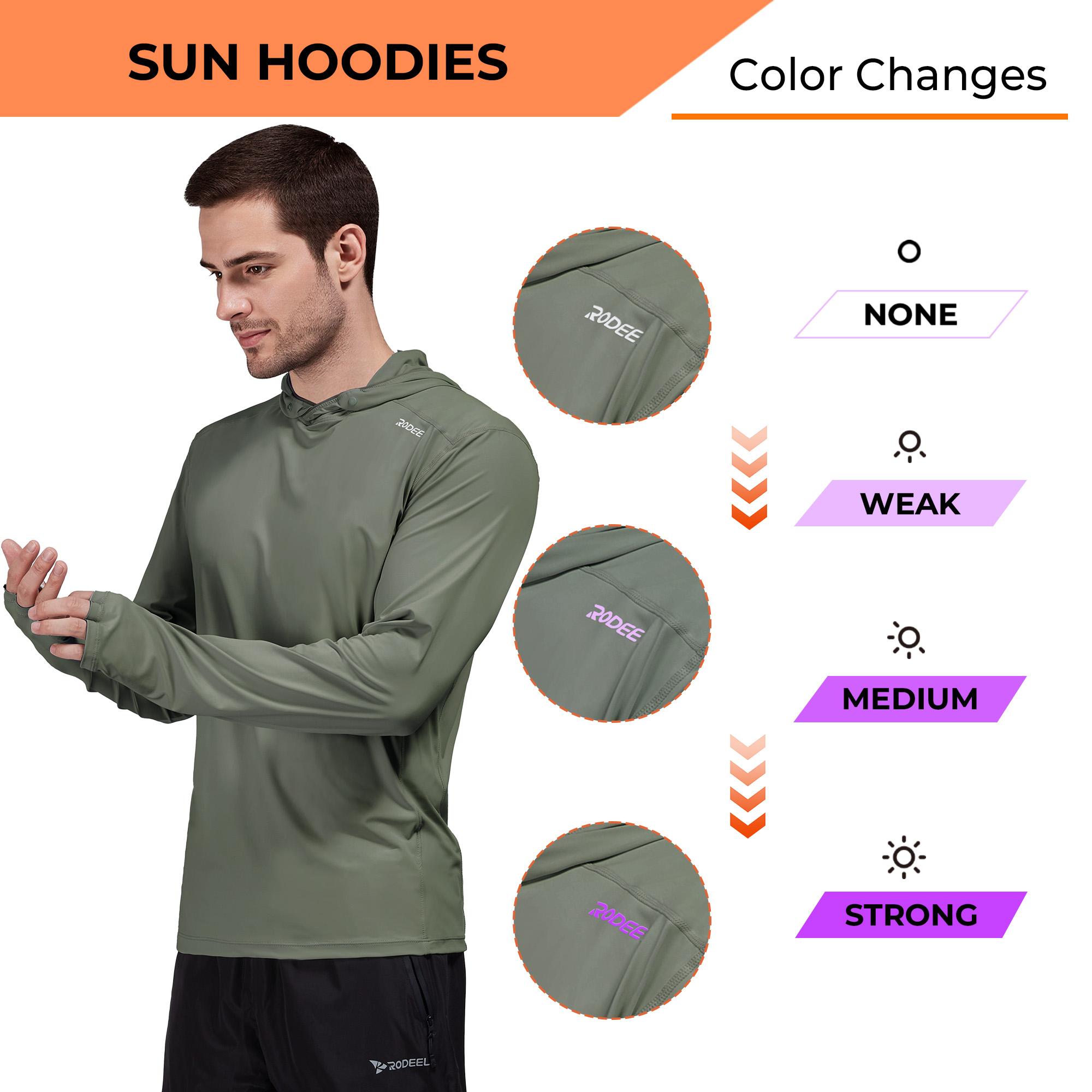 RODEEL 937 Sun Hoodie Shirts Men UPF 50+ UV Protection Long Sleeve Lightweight Quick Dry Moisture Wicking Breathable Cooling Activewear for Outdoor Sport Gym Hiking Camping Fishing Boating Construction Landscaping Gardening, Holiday Gift