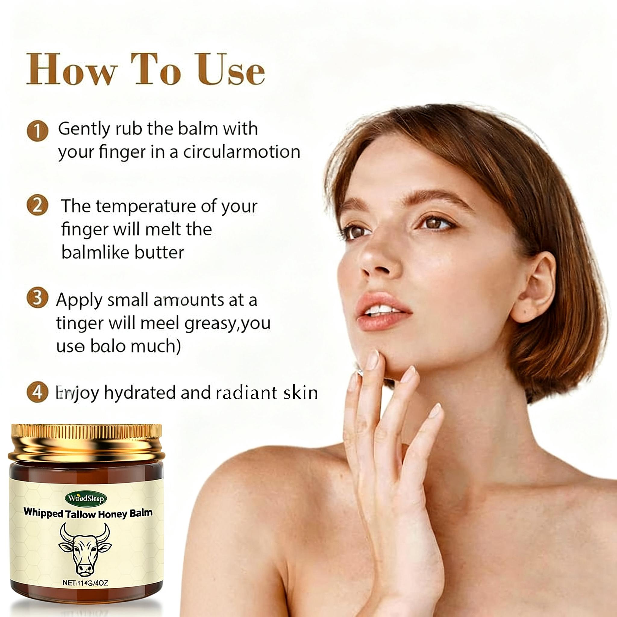 3-Piece set Whipped Tallow Honey Balm - 12 Oz,Moisturizing Cream for Soft, Smooth Skin - Handmade All-Natural Moisturizer-Handmade ChristmasSpecial Offer Package Body Care Gentle