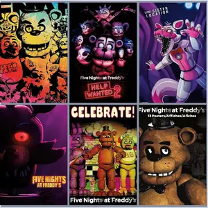 "Five Nights of Fright" Canvas Poster, Bedroom Wall Decor - Anime Fan Poster Canvas Art Print Comic Image, Suitable Birthday Gift for Teenagers, Suitable for Boys' and Girls' Room Decoration