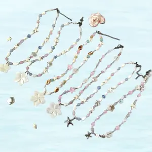 Summer Ocean Necklace with Seashell & Star Charms – Handmade Mermaid Beach Jewelry