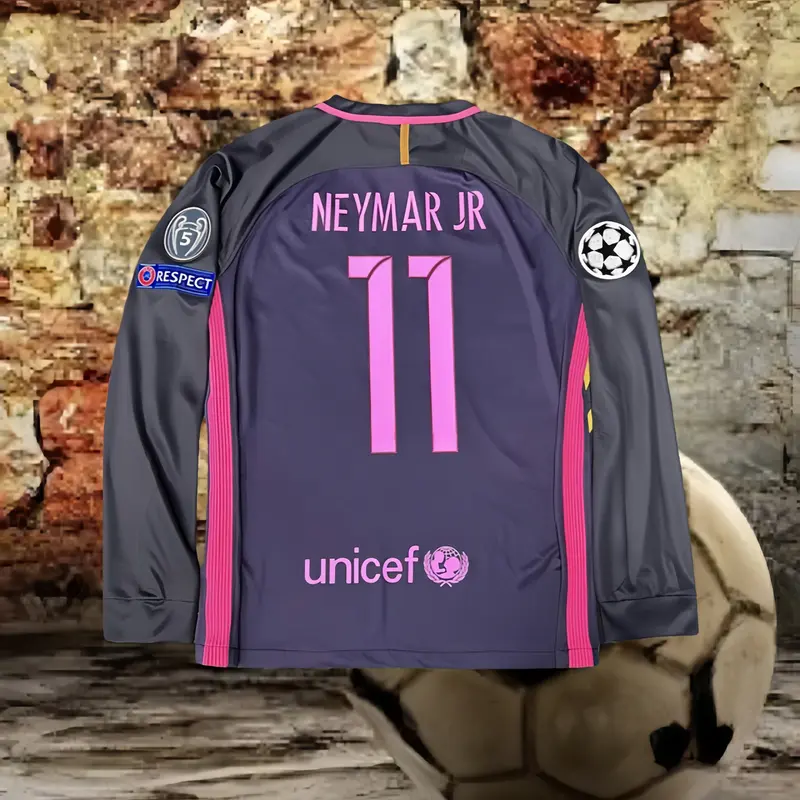 1617 Away Neymar JR 11 Long Sleeve SoccerJersey
