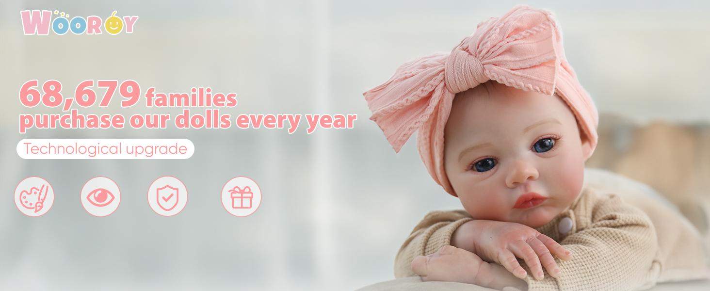 [WOOROY] Realistic Reborn Baby Doll - 18 In Lifelike Newborn Baby Girl, Real Life Baby Dolls with Soft Weighted Cloth Body, Birthday & Christmas Gift Set for Kids Age 3+