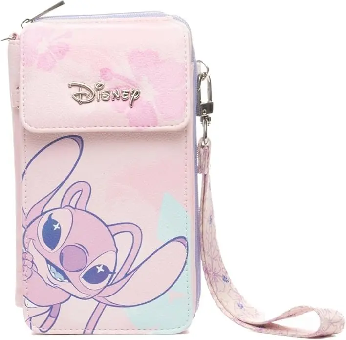 Women's Casual Crossbody Vegan Leather Fashion Bag - Angel Print Wallet with Adjustable Strap, Metal Ring, Wristlet, Zip Top Security, Multi-Compartment Design, 1 Cell Phone Pocket, 14 Interior Card Slots, Zip Keeps Items In
