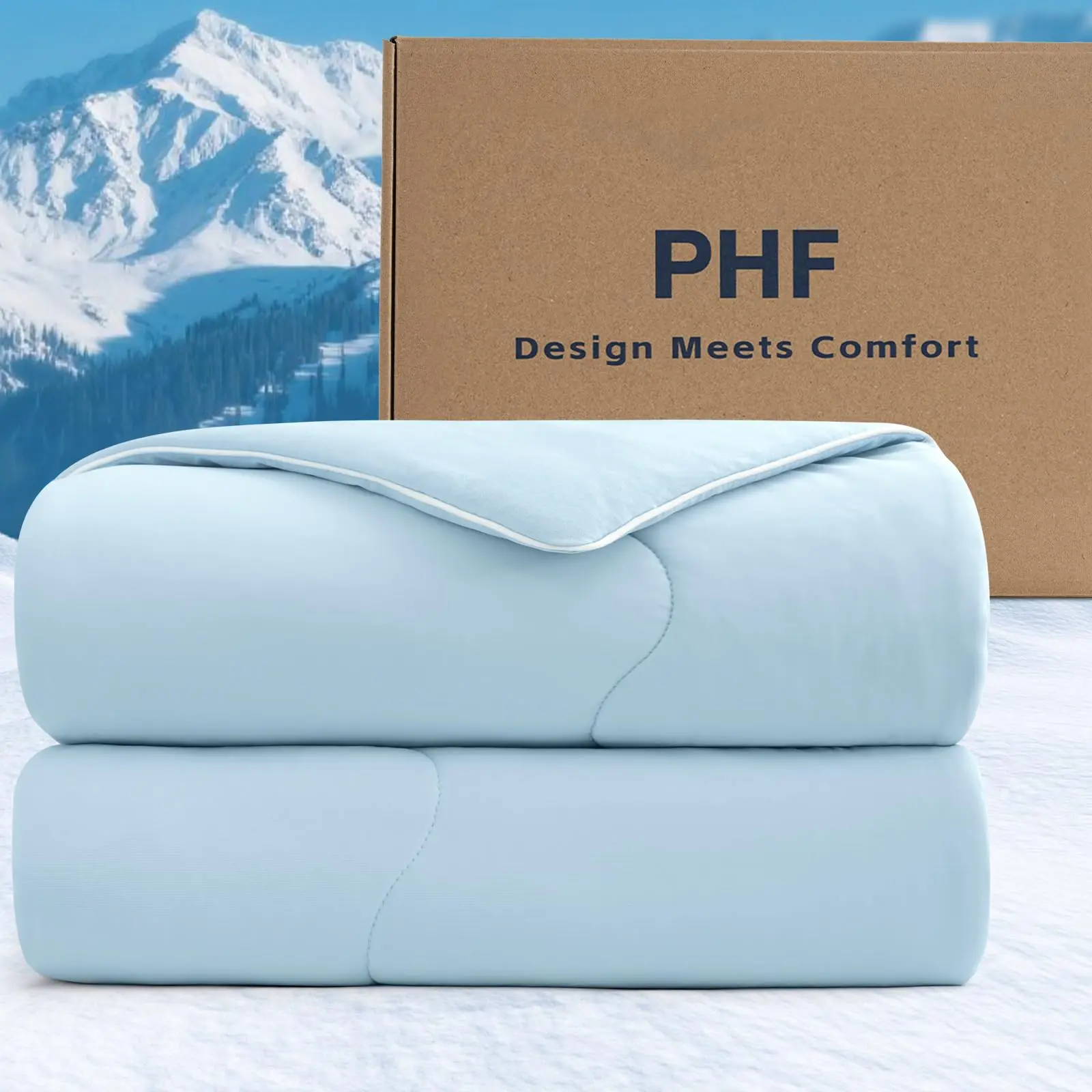 PHF Cooling Comforter King Size, EcoCosy Breathable Cooling Blanket for Hot Sleepers, Soft Lightweight Q-Max>0.52 Summer Silky Comforter for Night Sweats to Keep Cool Super Fluffy Duvet Duvet Insert,back to school,back to school shopping,home decor