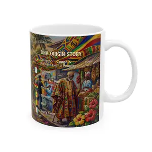 Personalized Genealogy DNA Ceramic Coffee Mug Tea Drinkware of Black African American Man Heritage & Custom African Diaspora Ancestry Gift Perfect Custom Made to Order Black History Month