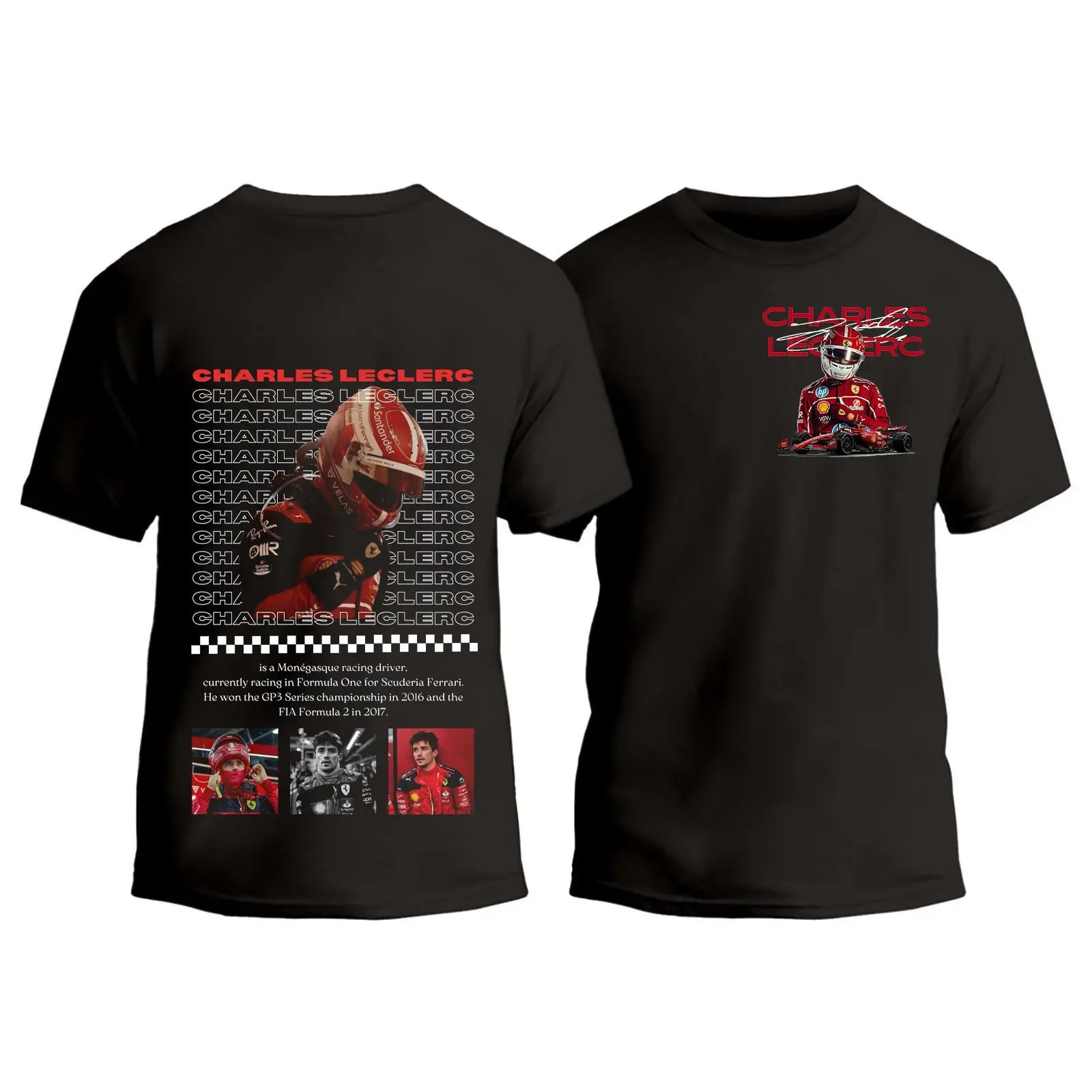 Charles Leclerc Fan Edition T-Shirt – Motorsport Casual Graphic Tee 100% US Cotton Ethically Grown Menswear