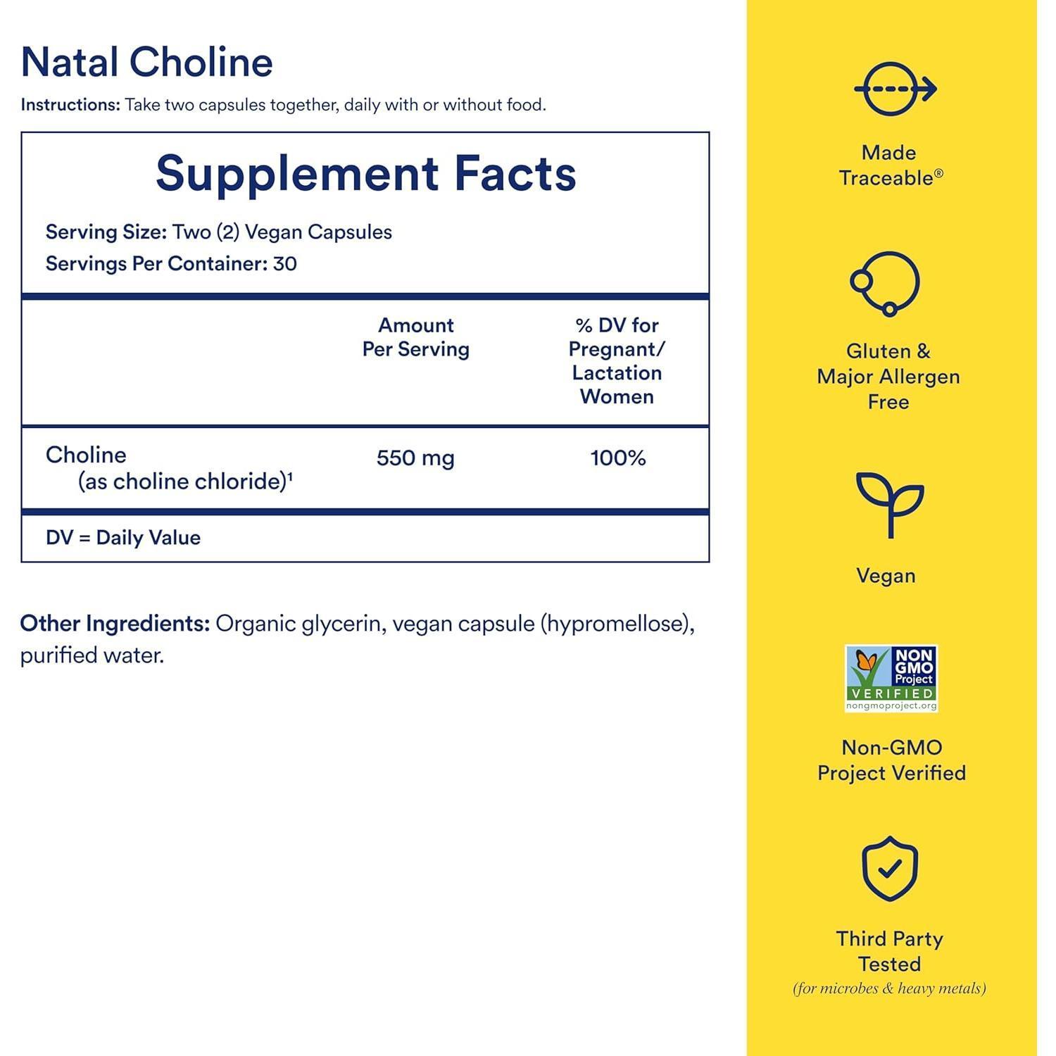 Ritual Natal Choline Supplement, 550mg, Supports Baby’s Cognitive Function When Taken During Pregnancy and Choline Content in Breastmilk*, 30 Day Supply
