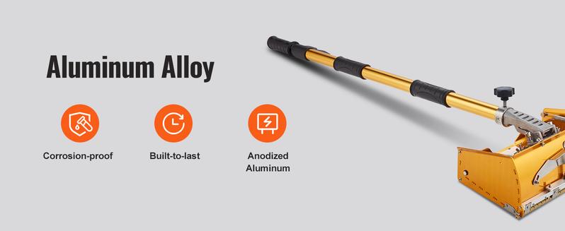 VEVOR Drywall Flat Box Handle,  40''-64'', Anodized Aluminum Flat Finishing Extension Handle, 5-Section Length Adjustable, Non-slip Grip and 360° Painting for Plasterboard, Wallboard, Sheetrock