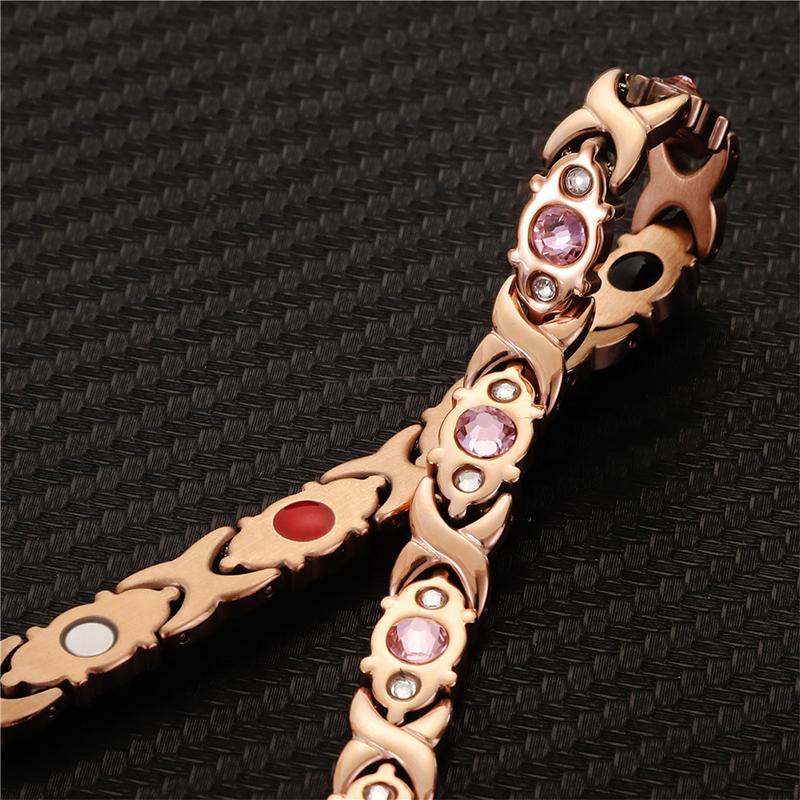 Energy magnet bracelet, eco-friendly alloy with diamonds, adjustable ladies' wristband