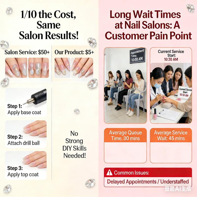 Pink Rhinestone Ball Press-On Nails | Reusable, Easy On & Off, DIY at Home, Includes Tool Kit