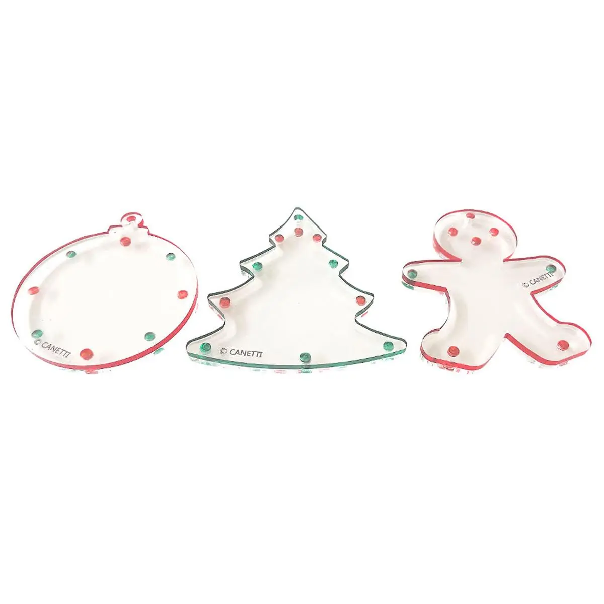 Canetti Holiday Trio Magnet Frame Ornaments, Ball/Tree/Gingerbread Man