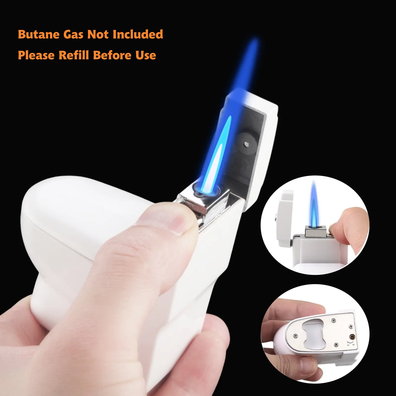 Refillable Butane Jet Flame Torch Lighter with Bottle Opener, Windproof Creative Novelty Lighter Accessories for Gifts, Outdoor Use (Butane Not Included)