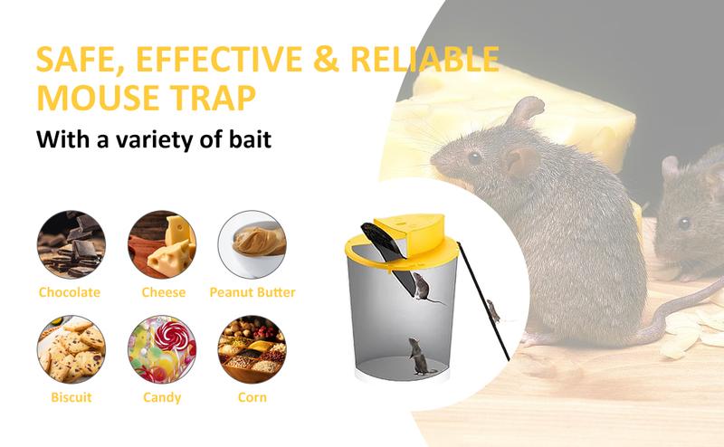 Mouse Trap Bucket Flip Lid Multi-Catch for Indoor Outdoor Use, Auto-Reset Humane Rats Trap, No Chemical Glue Required | 5 Gallon Bucket Compatible