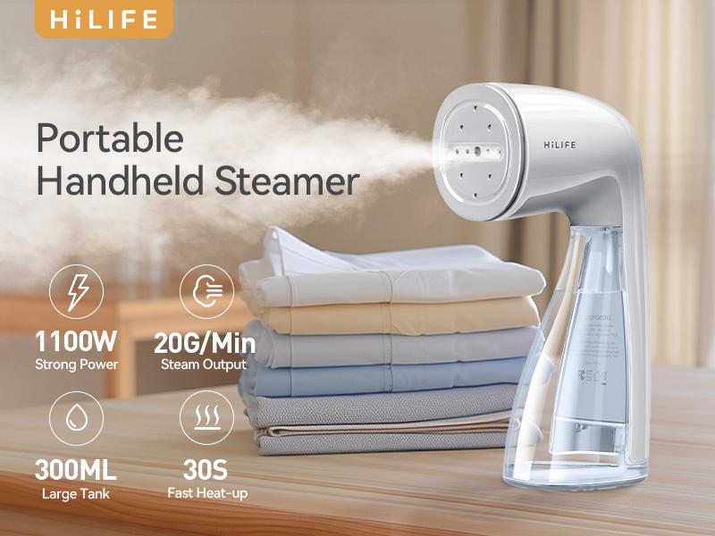 HiLIFE 2024 New Steamer for Clothes,Garment Steamer, Fast Wrinkle Removal,Large Tank, All Fabrics, Easy to Use, Portable Travel rechargeable usb