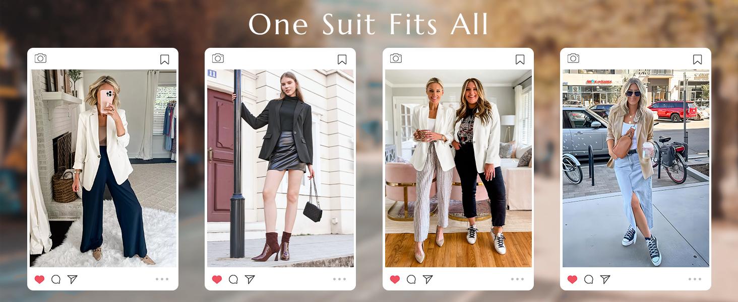 Imily Bela Womens Casual Blazers Open Front Long Sleeve Work Office Suit Jackets Blazer Fitted Basic Lapel Collar with Button Design & Pockets