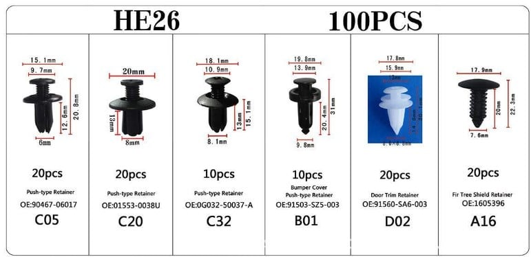 100 PCS Universal Expansion Screw Clips Set for Automobiles ,Mudguard Leaf Plates Door Panel Clips, Bumper Push Fastener Rivet Clamp Expansion Screw, Universal Rivets Fasteners Replacement Kit 100 PCS Universal Expansion Screw Clips Set for Automobiles ,Mudguard Leaf Plates Door Panel Clips, Bumper Push Fastener Rivet Clamp Expansion Screw, Universal Rivets Fasteners Replacement Kit