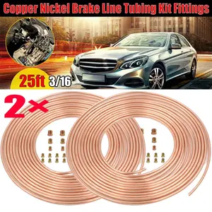 2 x Copper Nickel Brake Line Tubing Kit 3/16 OD 25 FT Coil Roll All Size Fitting