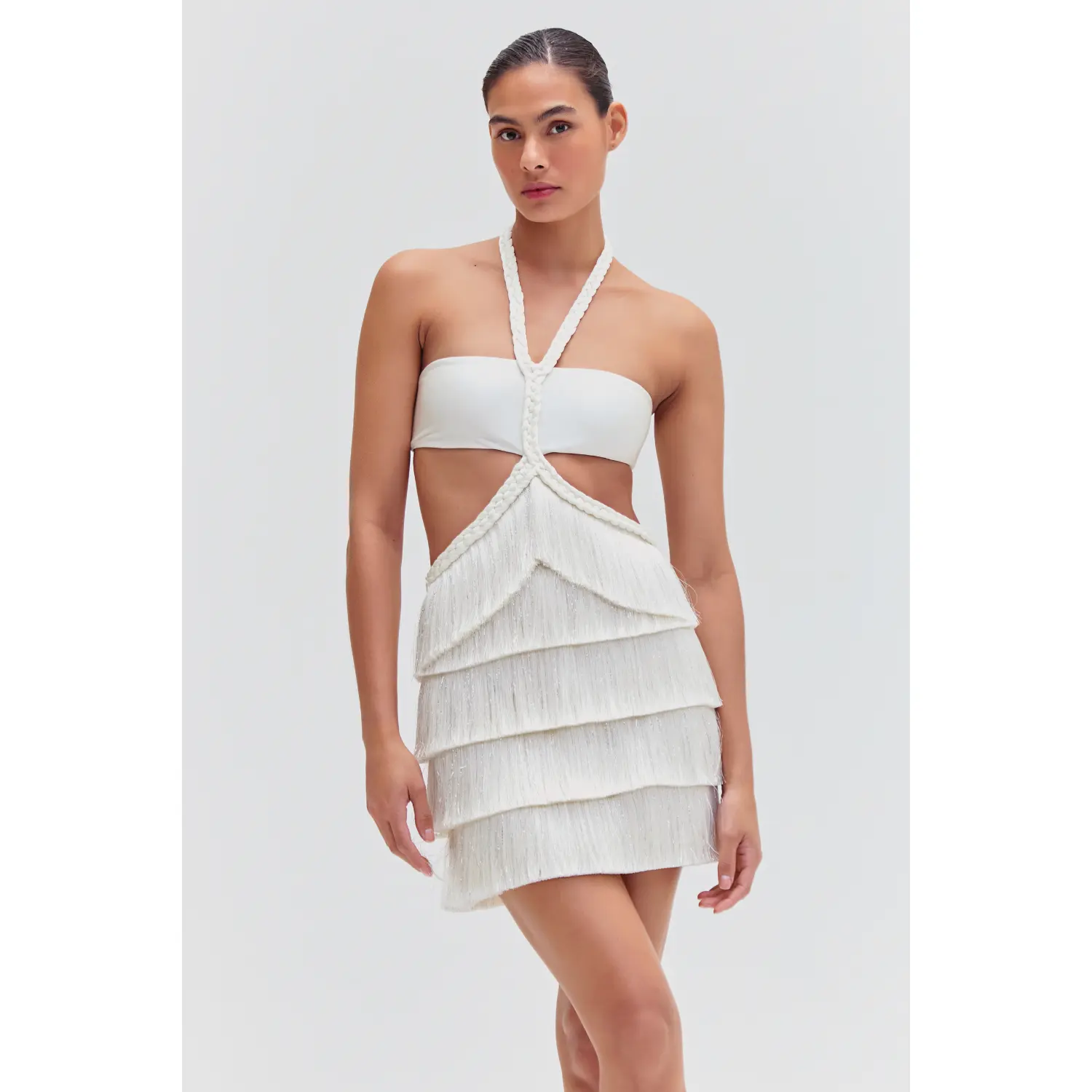 PATBO X CAMILA COELHO JERSEY SANDS BRAIDED MINI DRESS