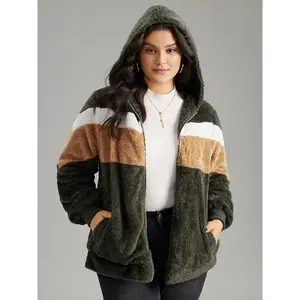 【Pocket Approved 】BLOOMCHIC Colorblock Contrast Fuzzy Zipper Jacket 2026 Summer Vibes Swimweek
