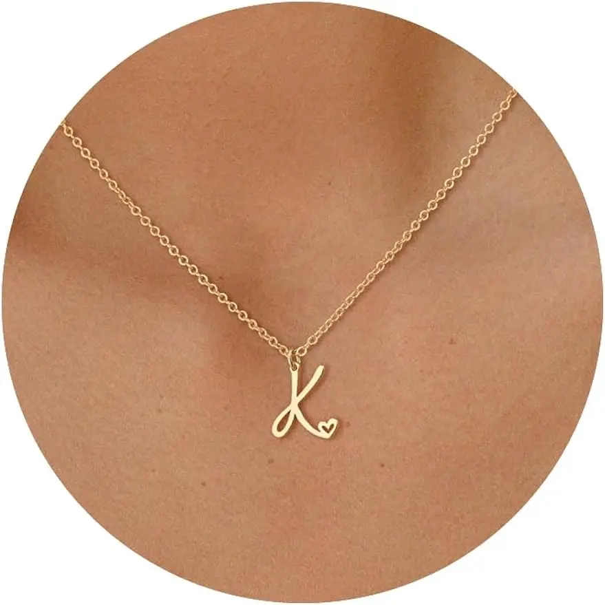 TEWIKY Initial Necklace For Women Dainty Letter Pendant Necklace Trendy Waterproof Simple Cute Necklaces Custom Personalized Monogram Choker For Summer For Valentineday