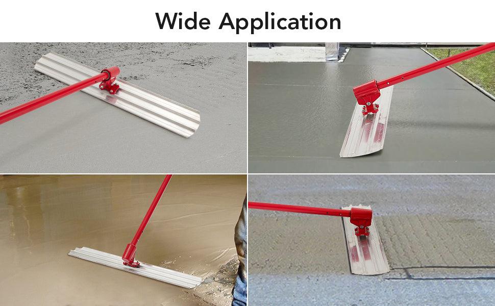 GARVEE Bull Float Magnesium Concrete Float, 36 x 8" Round End Concrete Float Tool Cement Tool, Concrete Kit Bull Float with 4 Float Handle Bracket Concrete Tools Finishing（RED）