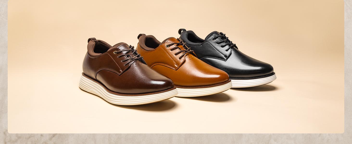 Clearance - Bruno Marc MaxFlex Suite Polish-] Men's Smart Casual Oxford Hybrid Sneakers Black Round Toe Lace-Up All Seasons Walking Shoes