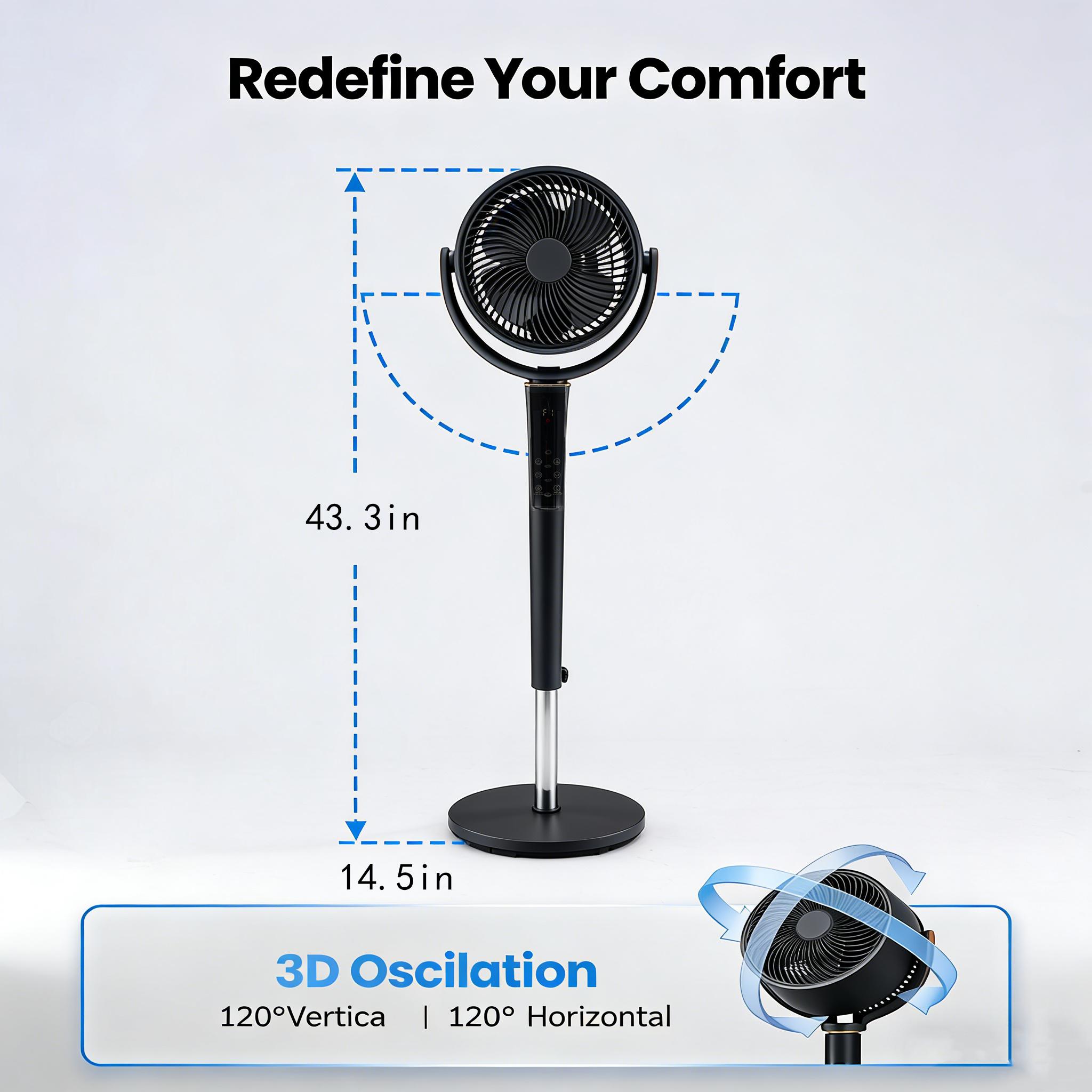 Fan for Bedroom, 120° Oscillating Standing Fans, Quiet Floor Fan with DC Motor, 100ft Pedestal Fans for Room, 16 Speeds, 4 modes, 30dB,, 37-45" Adjustable Height, 12H Timer,With ambient lighting Fan for Bedroom, 120° Oscillating Standing Fans, Quiet Floor Fan with DC Motor, 100ft Pedestal Fans for Room, 16 Speeds, 4 modes, 30dB,, 37-45" Adjustable Height, 12H Timer,With ambient lighting