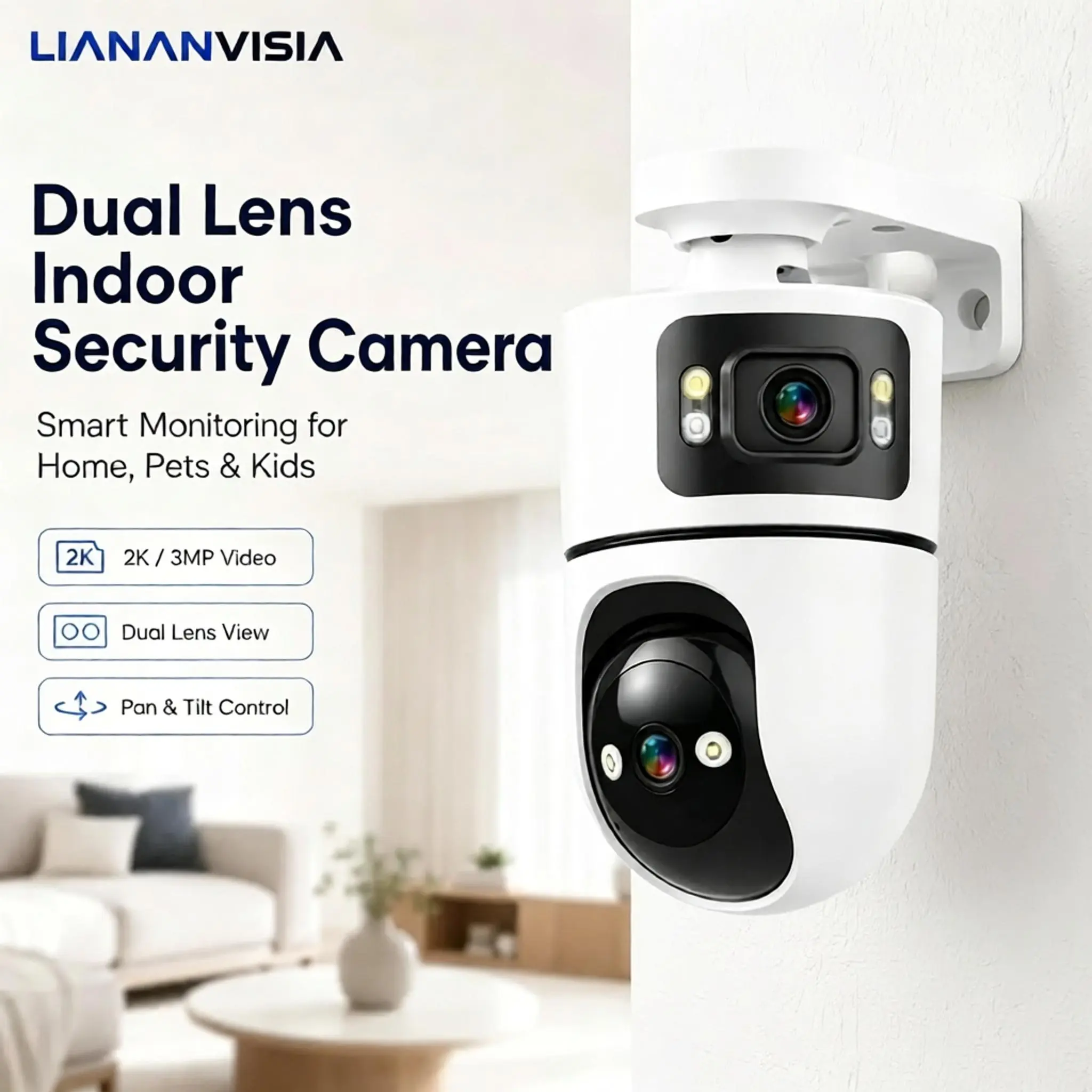 2-in-1 Light Bulb Security Camera, 2K 3MP 360° PTZ Home Camera, Dual-Band WiFi 6, AI Detection (Human, Pet, Baby Cry, Fire), Smart Full Color Night Vision, 2-Way Audio, Motion Alert, Active Deterrence