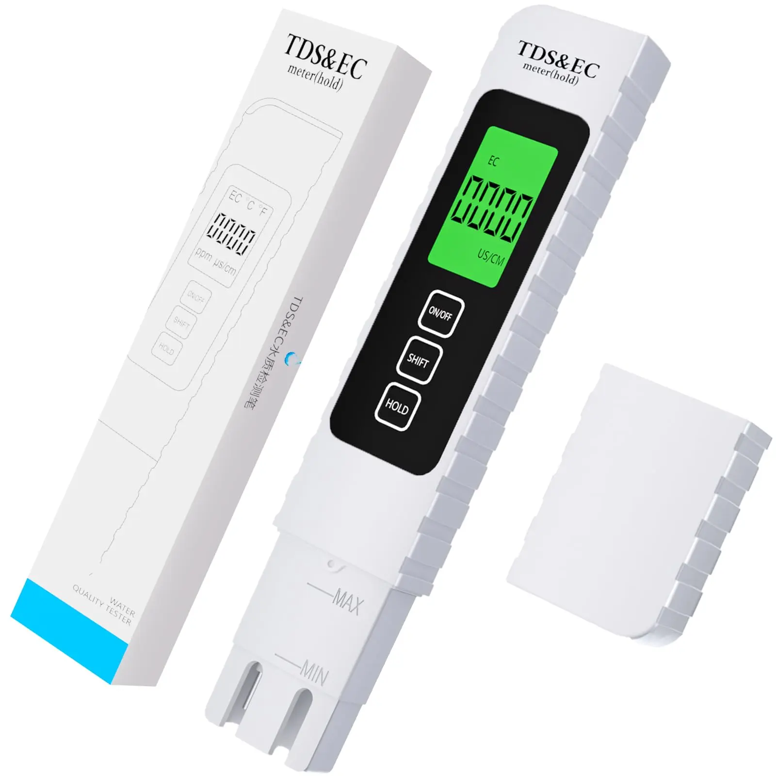 4-in-1 Digital Water Quality Tester Pen - TDS/EC/Temperature (°C/°F) LCD Device with Built-in Batteries for Drinking Water, Pool Monitoring (Tools & Hardware Measuring Instrument), Batteries Built-In