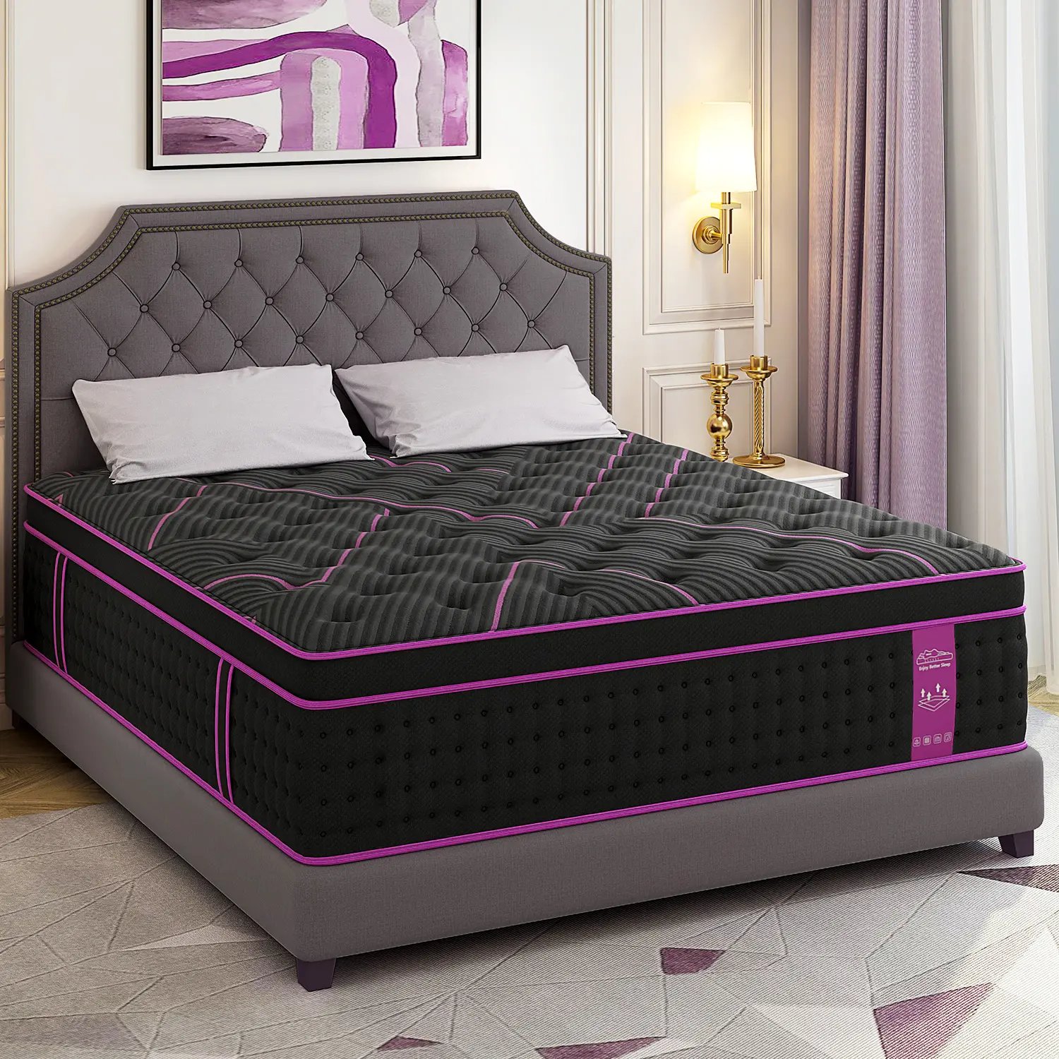 12/14-Inch Twin Full Queen King Memory Mattress with Independent Springs, Provides Pressure Relief, Motion Isolation and Edges Support, Medium Firmness, Breathable , 100 Trials, Spring Mattress in a box ,Gel infuse memory foam