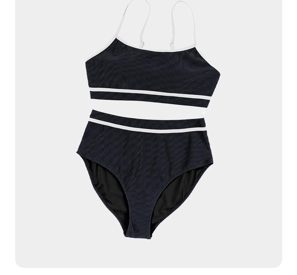 Aleumdr Women's Ribbed Bikini Sets Color Block Swimsuit High Waisted Bathing Suit Swimming Clothing Beach Water Sports Swimwear SpringStatements