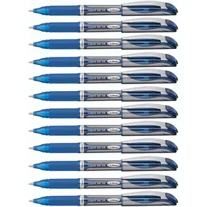 Pentel EnerGel Gel Ink Pen, Bold Point, Metal Tip, Blue Ink, Box 12 (BL60C)