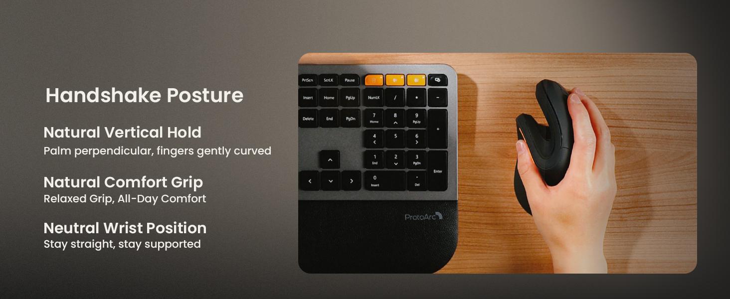 ProtoArc Ergonomic Bluetooth Vertical Mouse, EM11 NL Wireless Rechargeable Optical Mice, Computer Gaming Mouse with 3 Multi-Device, 3 Level Adjustable DPI, TikTokShopBlackFriday, TikTokShopCyberMonday