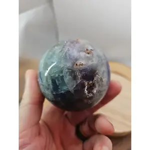 1.10lb Natural Rainbow Fluorite Quartz Crystal Sphere Ball Polished