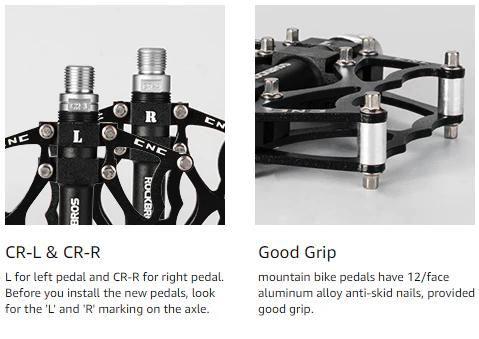 ROCKBROS Lightweight Aluminum Alloy Bike Pedals with Wide Platform Grip